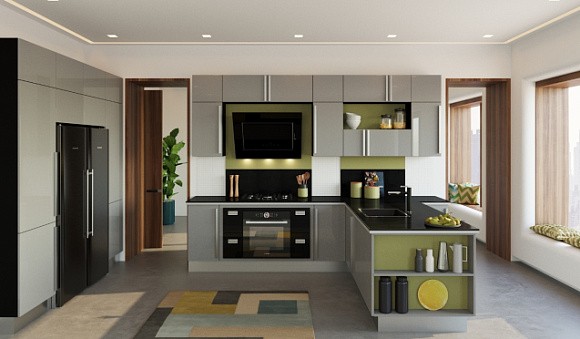 Кухня с открытыми полками