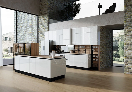 Белая кухня в стиле Модерн